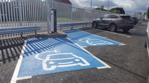 Electric Car Logo with Blue Background